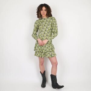 Brogger Nancy Floral Boho Mini Ruffle Long Sleeve Dress